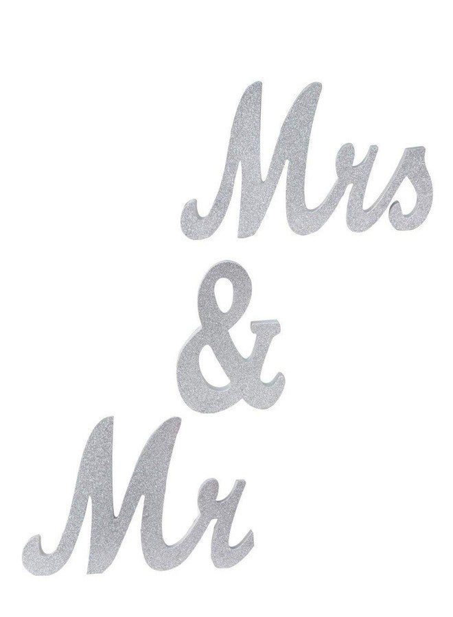 Amajoy Large Vintage Silver Glitter Mr & Mrs Wooden Letters Wooden Sign for Wedding Decoration Home Decoration Table Decoration - Image 3